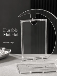Haus Hana Rotatable Moon‑Shaped Clear Acrylic Photo Stand,  Small Card Display Holder,  Decorative Design, High‑Transparent Premium Acrylic Material, Smooth Polished Edges & Stable Non‑Slip Base, Rotatable Structure For Multi‑Angle Viewing - multicolor - View 7