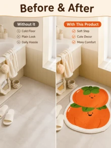 Joivida Funny Clock-Shaped Absorbent Bath Mat, Asymmetrical Cartoon Design, Available In "Lucky Clock" & Other Styles, Made Of Soft Faux Cashmere/Crystal Velvet, Sizes From 50*70cm To 90*130cm, Non-Slip & Water-Absorbent, Ideal For Bathroom, - multicolor - View 7