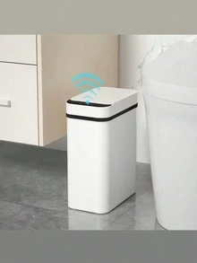 Ljia 2.7加仑/4加仑自动感应垃圾桶带盖，非接触式窄型小型垃圾桶，智能纤薄塑料垃圾桶，适用于厨房、浴室、办公室、房车、卧室、客厅，白色和灰色 - 白色 - 查看 7