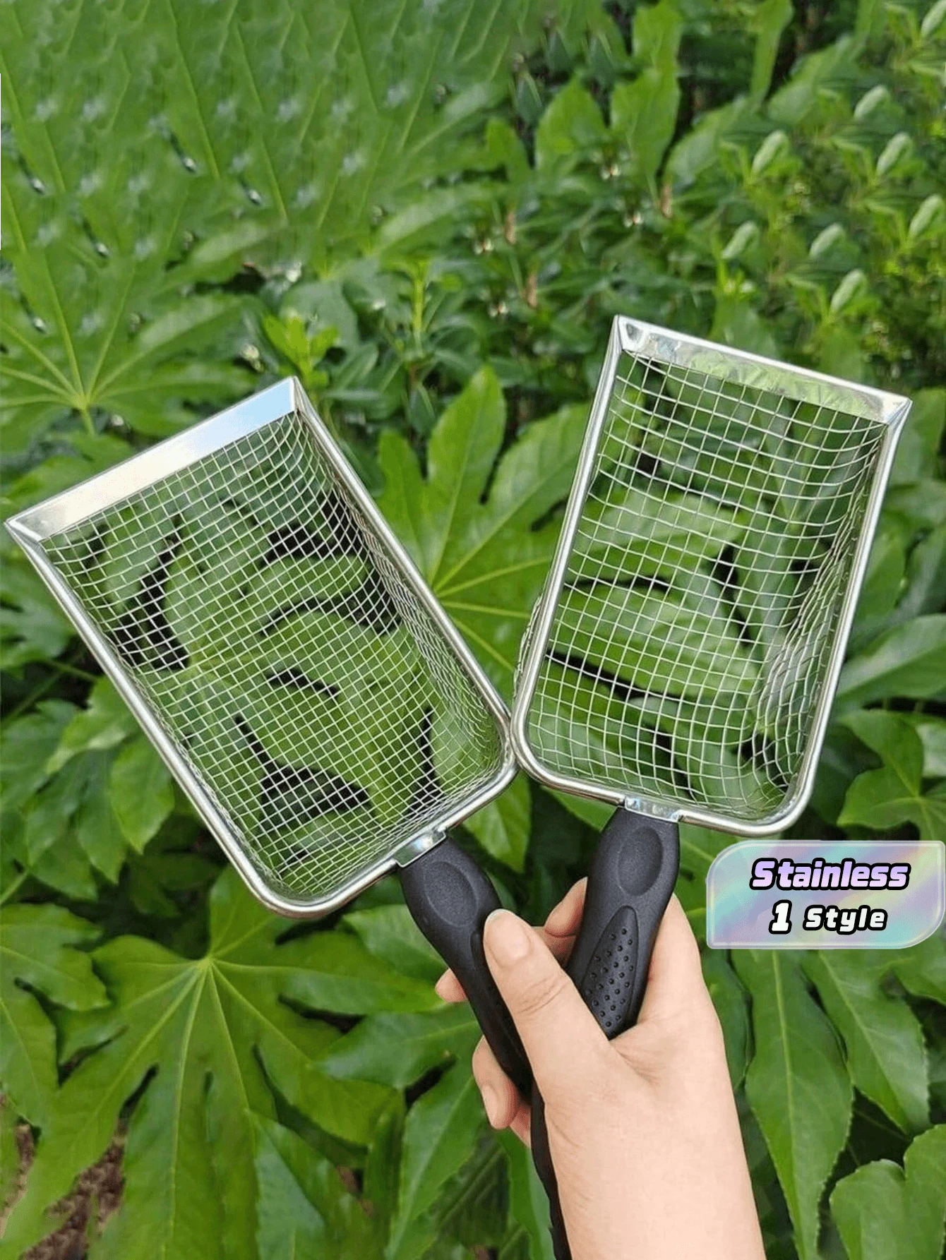 2个装黑色塑料/不锈钢园艺土壤筛 - 便携式园艺筛，带手柄 - 适用于花园堆肥、石块和沙土的筛分工具，3.8/5毫米网孔，带手柄 - 花卉和蔬菜种植必备园艺工具