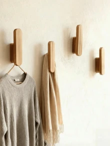 1/3/6 Pieces Rustic Wood Wall Hooks Handmade Easy Installation Entryway Bedroom Bathroom Coat Robe Towel Holder Storage Shelf Christmas Decoration Gift Natural Wood Color Wall Hook Set For Home Hallway Rustic Decor Space Saving - log color - View 6