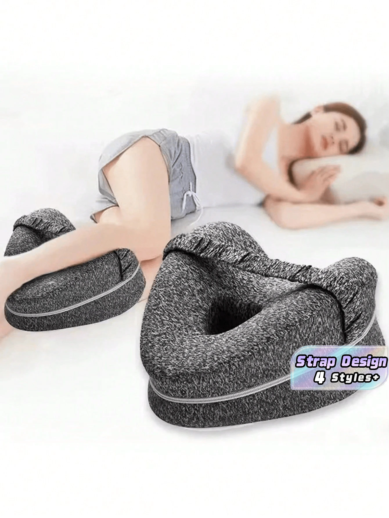 1 Buah Bantal Kaki Ergonomis Memory Foam untuk Tidur Miring, Bantal Lutut dengan Tali Penopang Kaki, Bantalan Penyangga Kaki, Sarung Bantal yang Dapat Dilepas dan Dicuci, Perlengkapan Tempat Tidur, Perlengkapan Rumah Tangga, Alat Bantu Tidur, Perlengkapan Perjalanan Penting - warna-warni - View 1