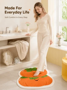 Joivida Funny Clock-Shaped Absorbent Bath Mat, Asymmetrical Cartoon Design, Available In "Lucky Clock" & Other Styles, Made Of Soft Faux Cashmere/Crystal Velvet, Sizes From 50*70cm To 90*130cm, Non-Slip & Water-Absorbent, Ideal For Bathroom, - multicolor - View 10