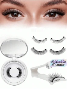 1 Set 4Pcs Magnetic Eyeliner And Magnetic False Eyelashes Kit Natural Reusable Fox Eye Lashes Lengthening Long Outer Corner For Women Daily Makeup - Multicolor - View 1