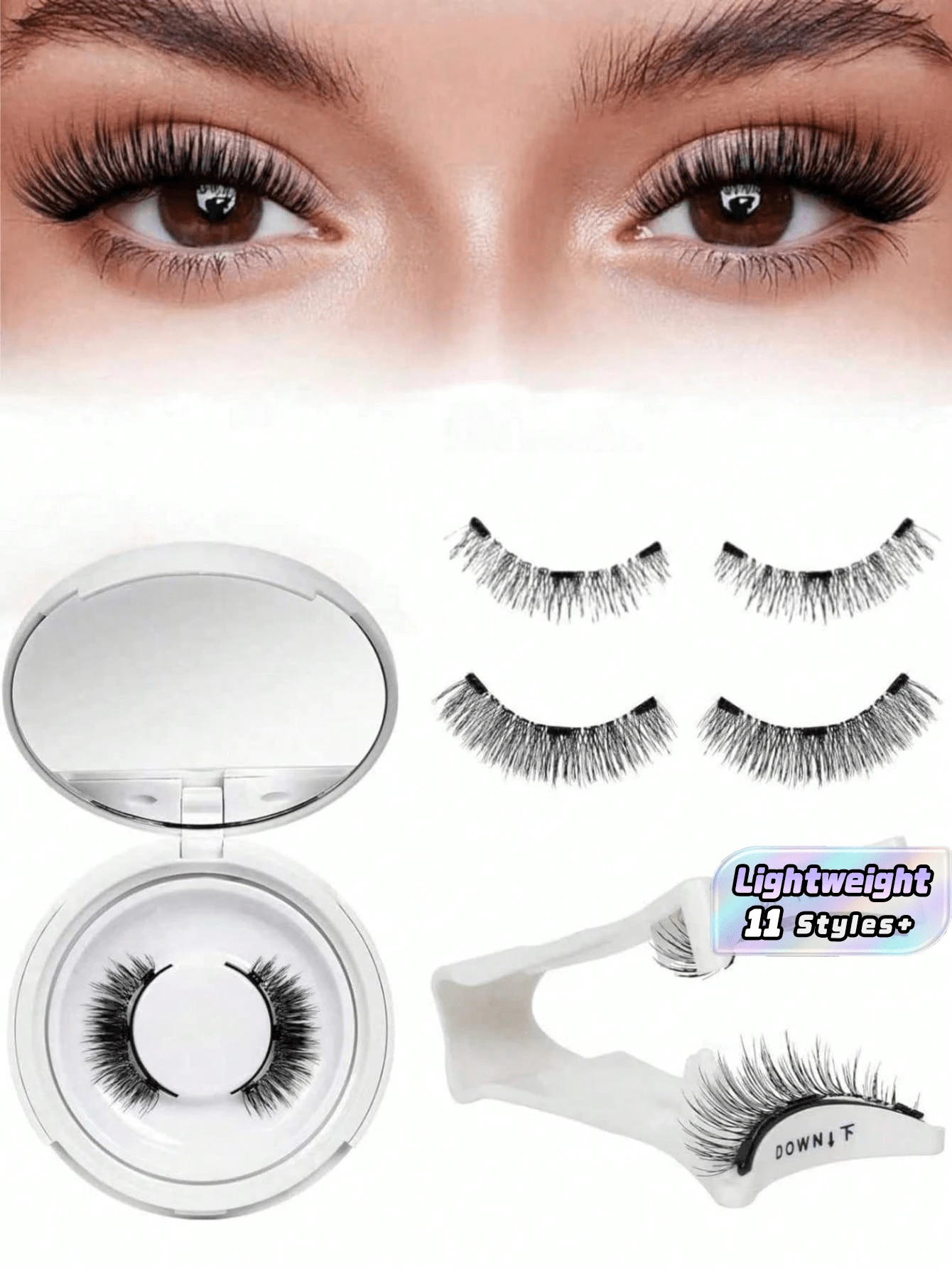 1 Set 4Pcs Magnetic Eyeliner And Magnetic False Eyelashes Kit Natural Reusable Fox Eye Lashes Lengthening Long Outer Corner For Women Daily Makeup - Multicolor - View 1