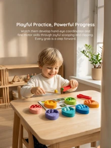 MINKOJA Dinosaur Egg Counting Toy - Wooden Fine Motor Skills Activity Set With Tweezers & Math Board, Educational Color Matching Game For Toddlers 3+ - Multicolor - View 4