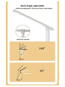 1 pieza Lámpara de escritorio LED plegable de 3 niveles de luz blanca ajustable, lámpara de estudio/lectura que cuida los ojos para escribir, adecuada para dormitorio, sala de estar, estudio, escritorio, oficina - Blanco - Ver 9