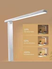 1 pieza Lámpara de escritorio LED plegable de 3 niveles de luz blanca ajustable, lámpara de estudio/lectura que cuida los ojos para escribir, adecuada para dormitorio, sala de estar, estudio, escritorio, oficina - Blanco - Ver 7