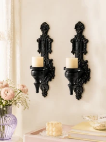 Cirelle 2PCS Retro Wall Mounted Candle Holder, Decorative Antique Wall Mounted Aromatherapy Base, Wall Art Decoration, Retro European Candle Holder, Rural Style Home Atmosphere Decoration, Holiday Birthday Gift - multicolor - View 1