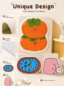 Joivida Funny Clock-Shaped Absorbent Bath Mat, Asymmetrical Cartoon Design, Available In "Lucky Clock" & Other Styles, Made Of Soft Faux Cashmere/Crystal Velvet, Sizes From 50*70cm To 90*130cm, Non-Slip & Water-Absorbent, Ideal For Bathroom, - multicolor - View 9