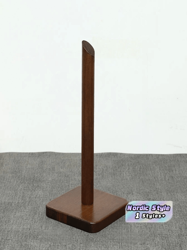 1-Piece Solid Walnut No-Drill Kitchen Paper Towel Holder - Freestanding Countertop Roll Dispenser For Kitchen & Bathroom, Floating Wall-Mounted Storage Rack, Holds Multiple Rolls