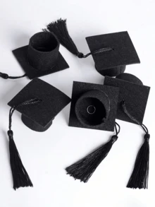 1/6/12 Piezas Decoraciones de Gorro de Graduación Hechas a Mano Tapas de Botella con Borlas Gorro de Graduación Mini de Fieltro Negro Adorno para Decoración de Fiesta Temporada de Graduación Accesorios para Fotos Decoración de Halloween Suministros para Fiesta de Halloween - Negro - Ver 10
