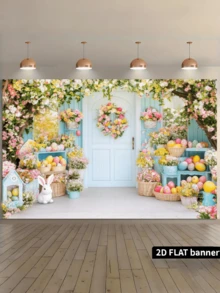 1 PC Lay Photography Background No Wrinkle Non Reflective Washable Reusable No Electricity Required Colorful Easter Eggs Pattern 2D Design Easter Decor For Home Office Outdoor Studio Party Decoration Spring Easter Photo Backdrop - white - View 10