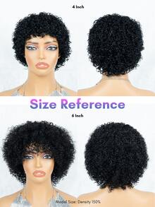 BreezeEase Kinky Curly 妖精短髮假髮 100% 真人髮 非洲式假髮 有瀏海 自然黑 1B 150% 密度 女款 穿戴即用 機製 玫瑰網帽 9AM Hair 日常配戴 度假 Cosplay 舞會 戶外 校園風 優雅 Y2K 休閒風 Ss26 - Natural Black - 查看 6