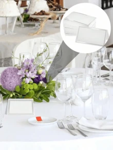 50 Pcs Place Cards With Name And Seat Number Silver And Gold Metallic Effect Shiny Thick Luxurious Resistant Paper For Wedding Decoration Banquets Social Events Guests Souvenirs Top Selling - silver - View 7