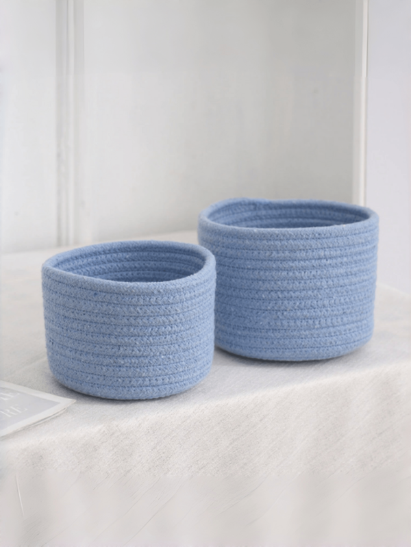 Set di 2 cestini portaoggetti intrecciati in corda tonda, contenitori vintage in stile naturale per la decorazione della casa, l'organizzazione dell'ufficio, scaffali, bagno, camera da letto e soggiorno