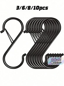 3/6/8/10PCS S Hooks For Hanging,Heavy Duty S Hooks With Buckle S Shaped Hooks Kitchen Pot Rack Hooks Closet Hooks For Hanging Plants,Clothes,Kitchen Utensil, Pots And Pans - Multicolor - View 1