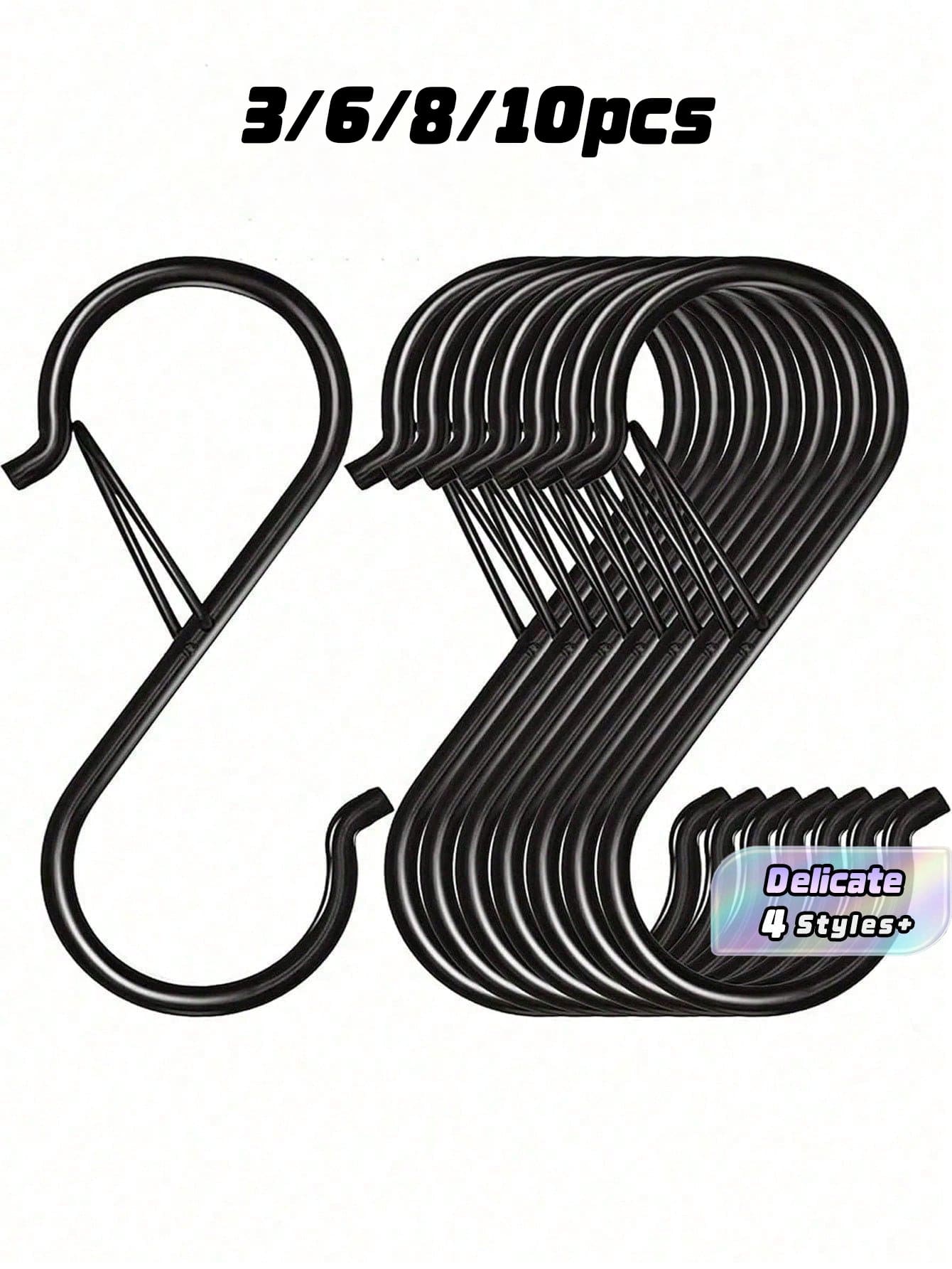 3/6/8/10PCS S Hooks For Hanging,Heavy Duty S Hooks With Buckle S Shaped Hooks Kitchen Pot Rack Hooks Closet Hooks For Hanging Plants,Clothes,Kitchen Utensil, Pots And Pans - Multicolor - View 1