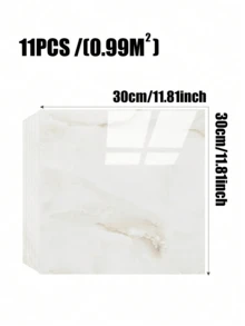11 Pcs Waterproof Moistureproof 3D Marble Soft Beige Wallpaper For Bathroom Kitchen Stickers Wall Panel Renovation Decoration Spring Refresh Home Rama - White - View 4