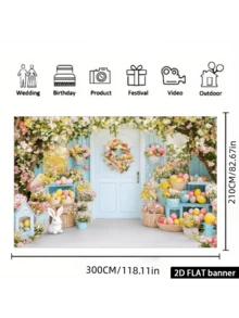 1 PC Lay Photography Background No Wrinkle Non Reflective Washable Reusable No Electricity Required Colorful Easter Eggs Pattern 2D Design Easter Decor For Home Office Outdoor Studio Party Decoration Spring Easter Photo Backdrop - white - View 8