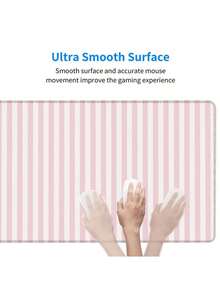 1PC Ins Style Pink White Striped Mouse Pad Cute Thickened Non Slip Desktop Decorative Mat For Office Gaming Keyboard Pad Computer Laptop Home Desk Supplies Gift - A - View 6
