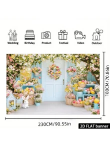 1 PC Lay Photography Background No Wrinkle Non Reflective Washable Reusable No Electricity Required Colorful Easter Eggs Pattern 2D Design Easter Decor For Home Office Outdoor Studio Party Decoration Spring Easter Photo Backdrop - white - View 7