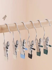 10pcs Portable Stainless Steel Multi-Functional Hanging Clips, Suitable For Clothes Air-Drying, Wardrobe Storage And Household Storage. It Saves Storage Space.(Minor Scratches May Occur During Product Transportation, Which Will Not Affect Normal Use) - Multicolor - View 2
