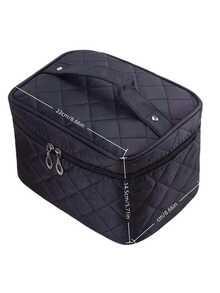 1pc Large Capacity Multifunctional Cosmetic Bag With Inner Mirror, Portable Travel Waterproof Toiletry Storage Bag - Black - View 5