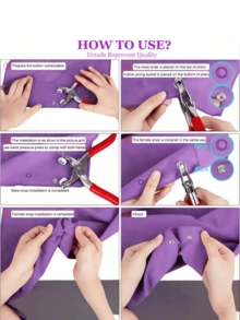 100pcs Vibrant & Durable Metal Snap Buttons Kit With Pliers, Suitable For Beginners And Professionals For DIY Crafts, Clothing, Bags, Sewing Supplies - multicolor - View 4