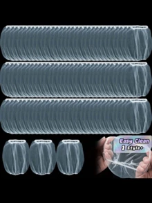 100pcs Kitchen Sink Strainer Bags, Disposable Anti-Clog Elastic Mesh Fits Most Drain Filters - White - View 2