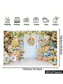1 PC Lay Photography Background No Wrinkle Non Reflective Washable Reusable No Electricity Required Colorful Easter Eggs Pattern 2D Design Easter Decor For Home Office Outdoor Studio Party Decoration Spring Easter Photo Backdrop - white - View 13