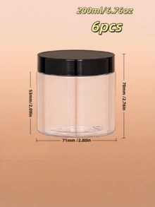 6pcs Plastic Wide-Mouth Bottles Sub-Packaging Storage Cans Manicure Accessories Transparent High-Quality Bottles Handmade Accessories Storage Classification Tools Studio Must-Have 200ml 250ml - Multicolor - View 3