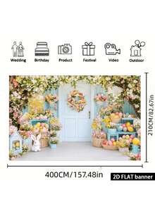 1 PC Lay Photography Background No Wrinkle Non Reflective Washable Reusable No Electricity Required Colorful Easter Eggs Pattern 2D Design Easter Decor For Home Office Outdoor Studio Party Decoration Spring Easter Photo Backdrop - white - View 17