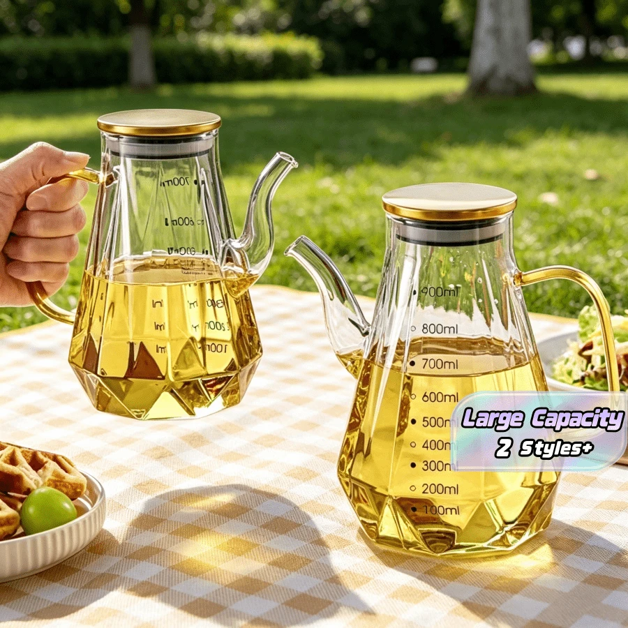 High Borosilicate Glass Oil Bottle, Diamond Shape, Kitchen Household Oil Bottle Soy Sauce Vinegar Bottle - Multicolor - View 1