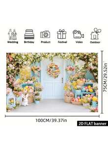 1 PC Lay Photography Background No Wrinkle Non Reflective Washable Reusable No Electricity Required Colorful Easter Eggs Pattern 2D Design Easter Decor For Home Office Outdoor Studio Party Decoration Spring Easter Photo Backdrop - white - View 15