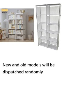 1pc Simple Bookshelf, Multi-Layer Home Floor Standing Storage Rack, Black/White, Multi-Functional Organizer Shelf, Single/Double Row, Space-Saving, Fashionable Minimalist Design, Suitable For Study Room, Easy Assembly Bookcase - Multicolor - View 8