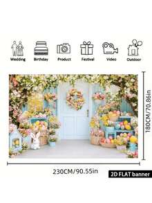 1 PC Lay Photography Background No Wrinkle Non Reflective Washable Reusable No Electricity Required Colorful Easter Eggs Pattern 2D Design Easter Decor For Home Office Outdoor Studio Party Decoration Spring Easter Photo Backdrop - white - View 18