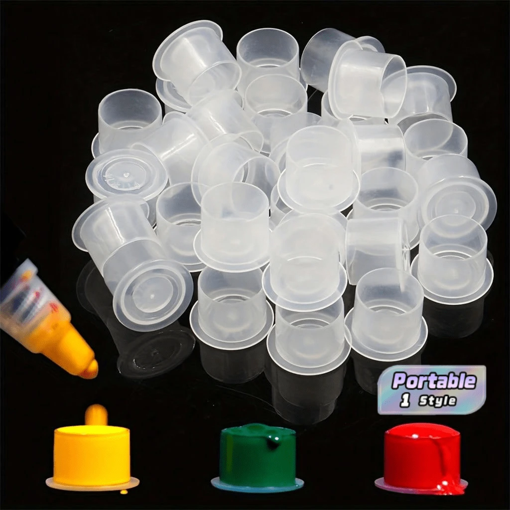 1000Pcs Tattoo Ink Cup Covers With Base, Disposable Tattoo Ink Cups, Tattoo Supply Set - Clear - View 1