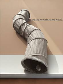 1pc Foldable Cat Tunnel S Shape Maze Large Extra Long Play Hide Cave For Indoor Cats Kittens Rabbits Ferrets Small Puppies With Hanging Ball Peekaboo Hole - Grey - View 5