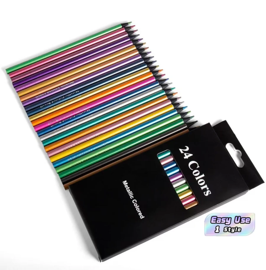 24 Metallic HB Coloring Pencils - Dust-Free, Versatile 1.0-1.9mm Lead For Art, Graffiti, And DIY Crafting - multicolor - View 1