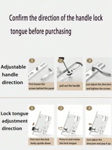 Stainless Steel Door Handle Lock Set - Polished Finish, Easy Install For Bedroom & Bathroom Doors, Includes 2-Point Security Latch - Multicolor - View 5