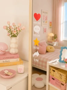 Joivida 2 piezas de pegatinas decorativas de acrílico inspiradas en redes sociales, diseño divertido de Like, Comentario, Estrella y Compartir, calcomanía impermeable y removible para espejo, puerta, refrigerador, coche, parabrisas trasero y oficina - Multicolor - Ver 6