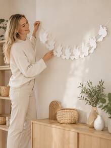 Haus Hana Dove Banner Garland, Elegant Paper Party Bunting For Wedding, Engagement, Anniversary, Birthday, Holiday, Ceremony Backdrop, Wall Decor, Photo Booth, Living Room & Event Party Supplies - multicolor - View 7