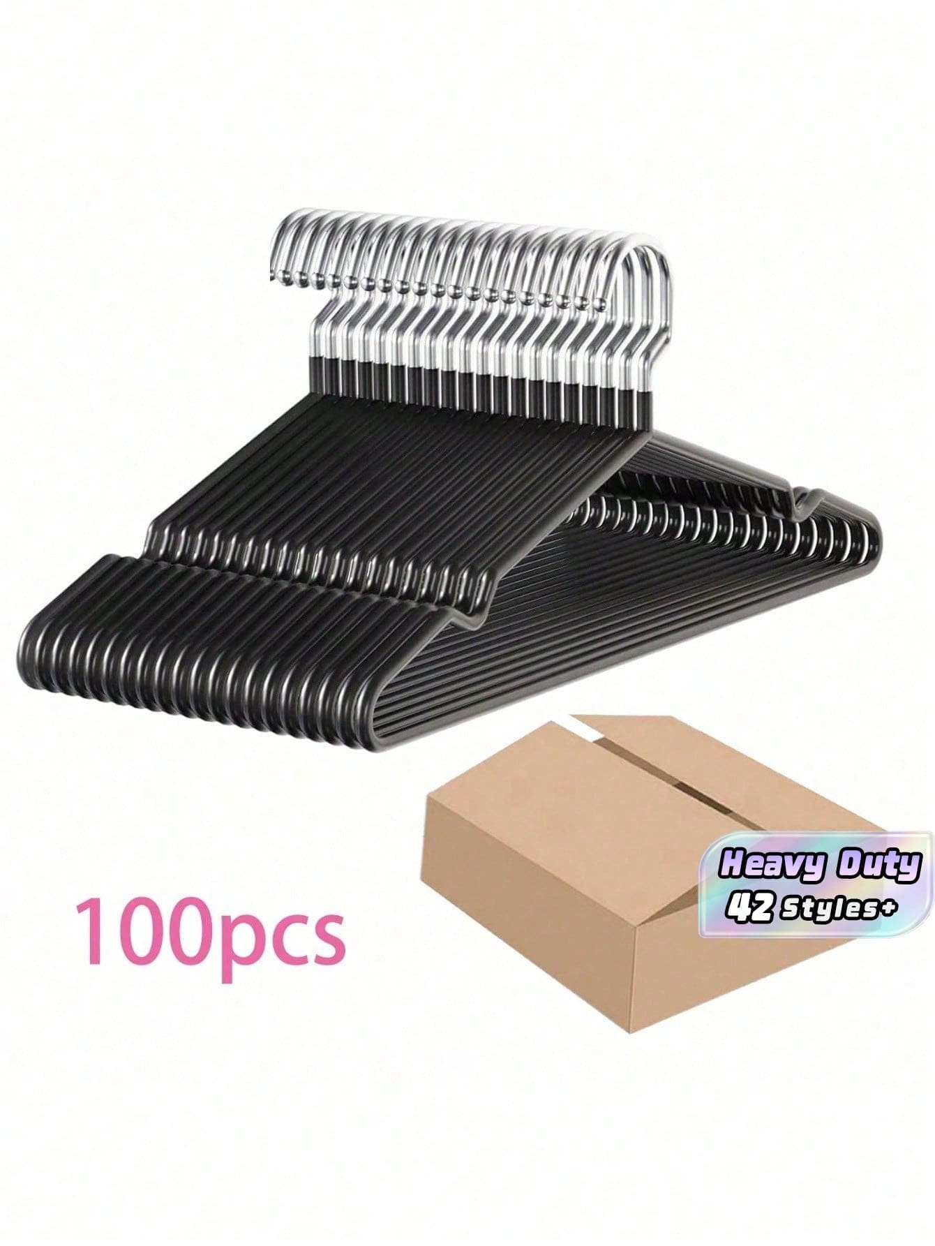 100PCS 60PCS 30PCS 20PCS 10PCS 1PC Rubber Coated Metal Hangers Non Slip Heavy Duty Space Saving Clothes Hangers Silver Hook For Shirt Dress Wardrobe Organizer - Multicolor - View 1