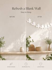 Haus Hana Dove Banner Garland, Elegant Paper Party Bunting For Wedding, Engagement, Anniversary, Birthday, Holiday, Ceremony Backdrop, Wall Decor, Photo Booth, Living Room & Event Party Supplies - multicolor - View 5