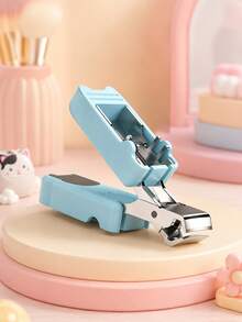 Joivida 1Pc Folding Nail Clipper, Portable Splash-Proof Stainless Steel Nail Cutter, Cat-Shaped Mini Keychain Manicure Tool, Essential For Daily & Travel Nail Care - multicolor - View 3