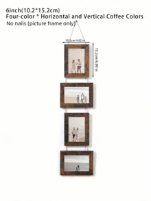 A Retro Log-Colored Coffee-Colored 6-Inch 4-Link Personalized Creative Photo Frame Collection Photo Can Be Hung On The Wall Suitable For Bedroom Living Room Office - Multicolor - View 13