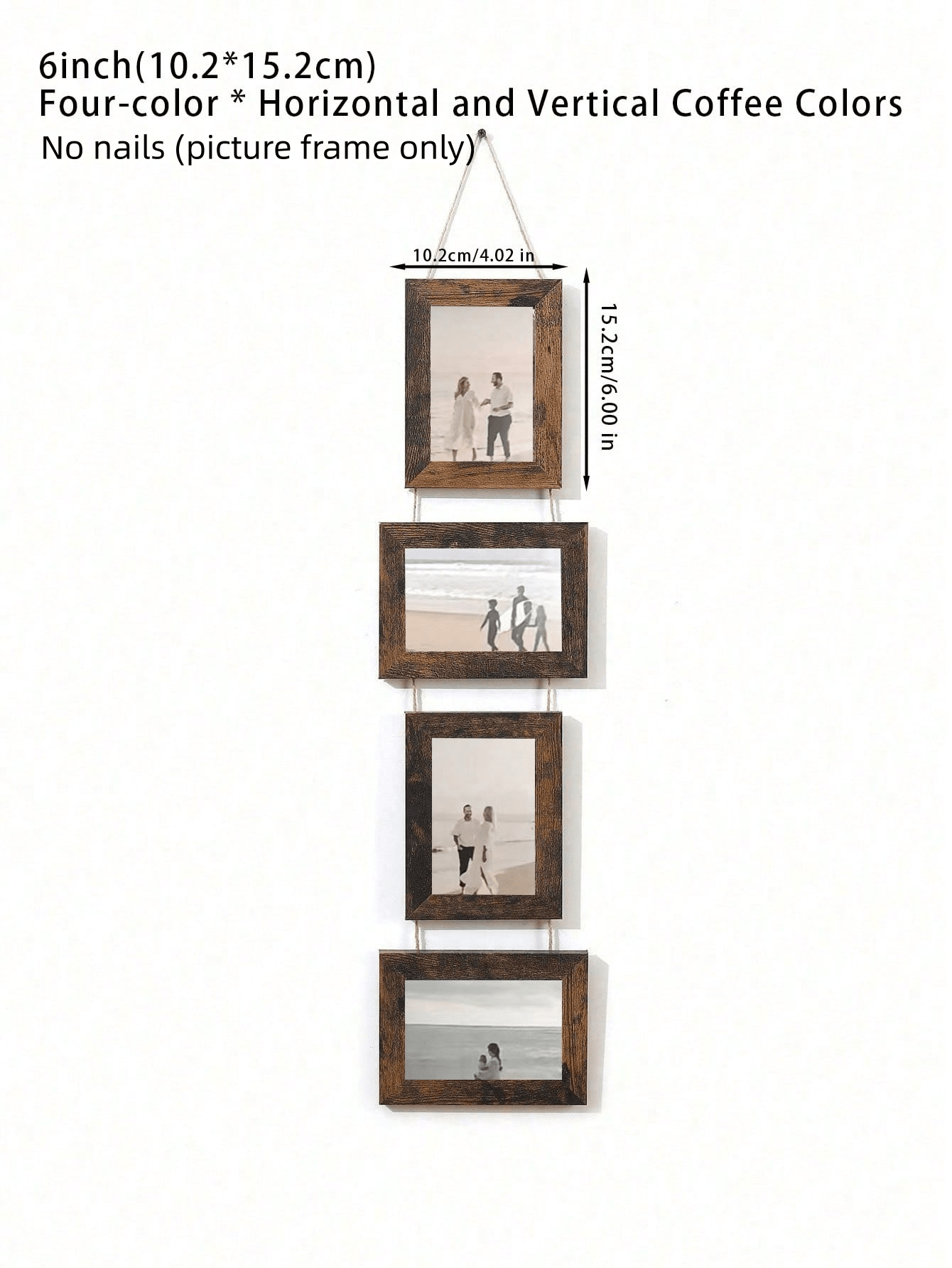 Khung ảnh cá nhân hóa sáng tạo, màu nâu cà phê, kích thước 6 inch, 4 mắt xích, kiểu dáng cổ điển, có thể treo tường, phù hợp cho phòng ngủ, phòng khách, văn phòng. - Nhiều màu - Xem 13