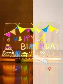 1 Set Papan Gambar Bercahaya, Papan Pesan Akrilik LED, Papan Memo. Mainan Melukis Edukatif, Bertenaga USB, Dilengkapi dengan Stand, Kain Lap, dan Pena Warna, Dekorasi Pesta Ulang Tahun, Hadiah untuk Teman, Hadiah Pesta. - Beraneka warna - View 10