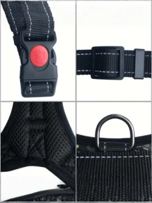 適用於小型、中型、大型犬的狗胸背帶，反光防拉設計，透氣材質附手把 - 藍色 - 查看 2